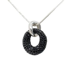 Sterling silver pave cubic zirconia link pendant - GM721